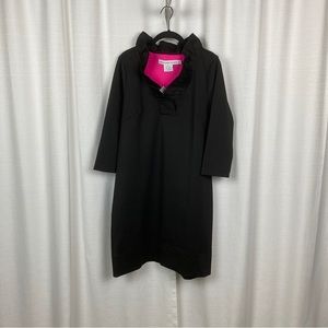 Gretchen Scott Designs Black Ruffle Neck Solid Shift Dress Sz.XL NWT